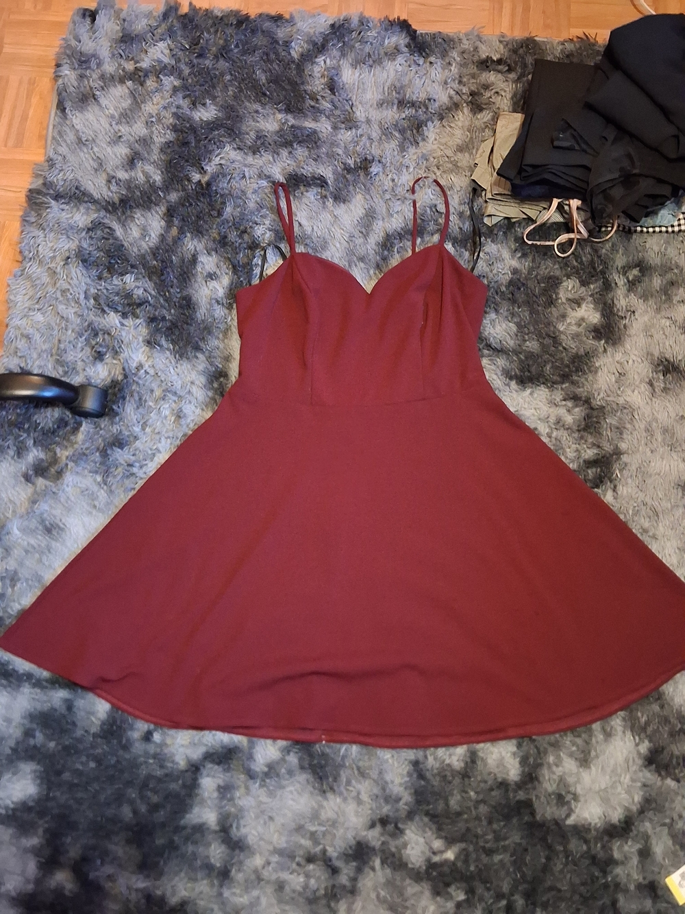 B Darlin Burgundy Spaghetti Strap Fit-and-Flare Dress